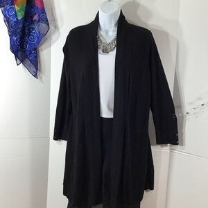 White House Black Market Black open front long Cardigan XL